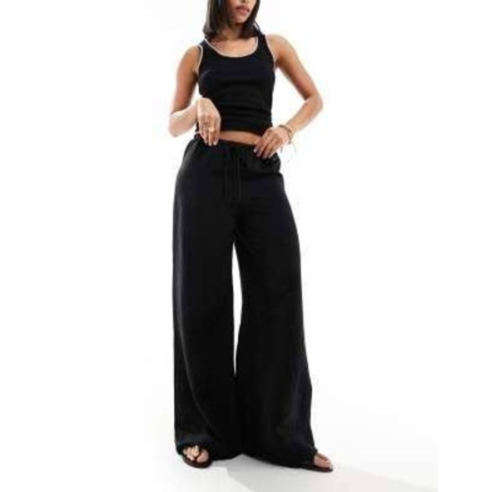 & Other Stories Linen Blend Wide Leg Trousers with Drawstring Waist